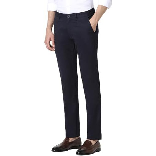 Peter England Men's Slim Casual Pants (Pctfsssfk75895_Size(86) Navy | Rise Style Mid Rise
