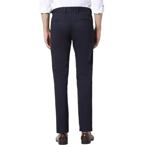 Peter England Men's Slim Casual Pants (Pctfsssfk75895_Size(86) Navy | Rise Style Mid Rise