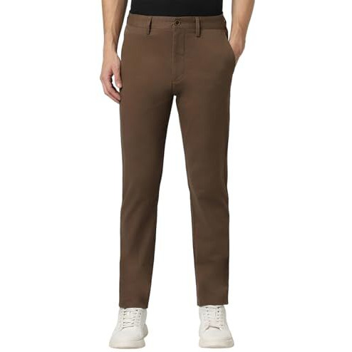 Peter England Men's Mid Rise Slim Pants (Pctfsssb674064_Size(86) Brown