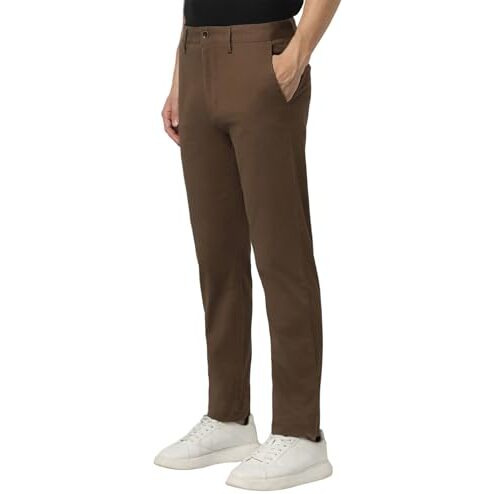 Peter England Men's Mid Rise Slim Pants (Pctfsssb674064_Size(86) Brown