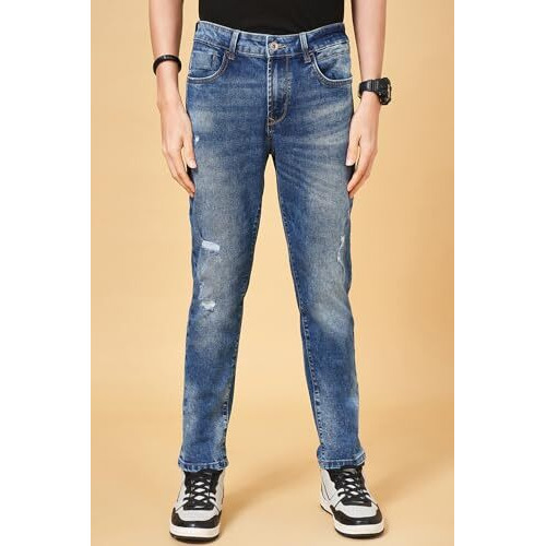 Sf Jeans By Pantaloons Men's Mid Rise Slim Fit Jeans (880014081004_Medium Blue