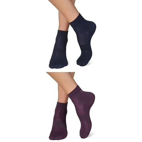 Damensch Aloe-Soft Socks | Anti Odour, Aloe Infused Premium Socks- Pack Of 2- Lunar Blue, Deep Wine-Free Size
