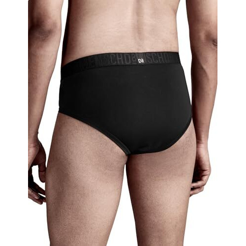 Damensch Men's Regular Fit Premium Polyamide Brief Synthetic Fabric Anti-Bacterial Super Soft Solid Brief Underwear Pack Of 1-Opal Black-L