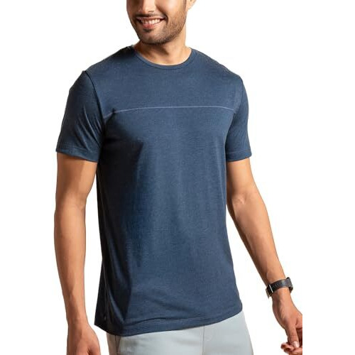 Damensch Breeeze Regular Fit Ultralight Melange T-Shirts Shorts For Men | Premium Combed Cotton Vortex Blend, Superior Gold Finish- Teal Haze-Xl