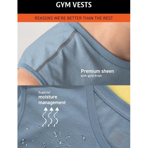 Damensch Breeeze Tank Tops | Premium Cotton Blend, Ultra Lightweight Tank Tops-Breeze Blue-Pack Of 1- L