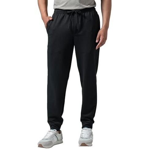 Damensch Regular Fit Cotton Blend Joggers Solid Moisture Wicking Antimicrobial Zipper Pocket Super Comfortable Baby Terry Lounge Joggers For Men - Bold Black - M