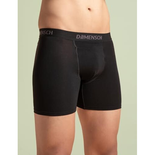 Damensch Mens Regular Fit Premium Cotton Blend Boxer Brief|Innerwear Men, Men Boxers, Underwear For Men, Shorts For Men, Inner For Men, Briefs For Men-Jet Black-Large