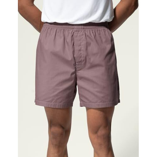 Damensch Regular Fit 100% Cotton Solid Boxers Back Pocket Elastic Waistband Light Weight Comfortable Boxers For Men Pack Of 2 -Sunset Mauve, Arctic Teal-L