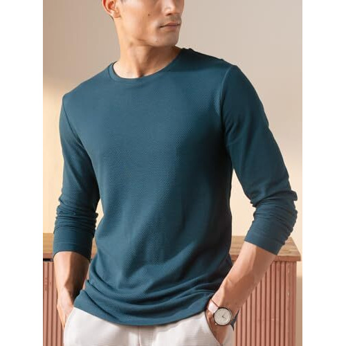 Damensch Men's Solid Regular Fit T-Shirt (Ts1066-Telblu-0101-51_Teal Blue