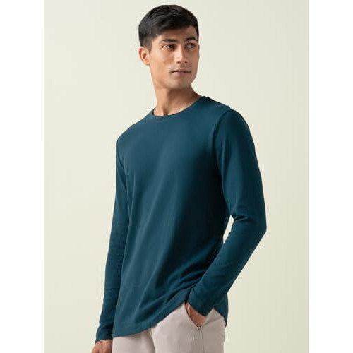 Damensch Men's Solid Regular Fit T-Shirt (Ts1066-Telblu-0101-51_Teal Blue