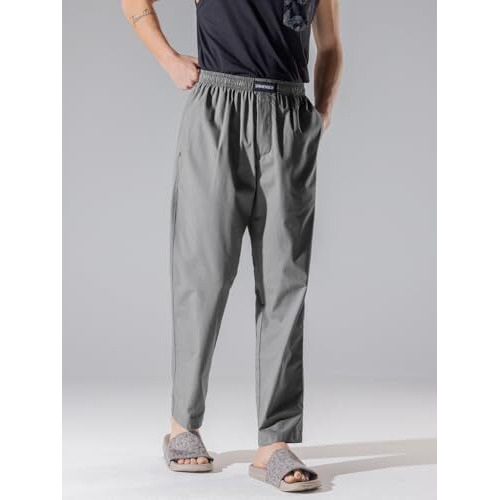 Damensch Relaxed Fit Premium Cotton Casual Style|Dual Pockets|Ultra Light| Breathable Microfibre Waistband|Anti-Bacterial|Stretchable, Soft Comfortable| Lounge Pyjamas For Men - Las Grey - 2Xl