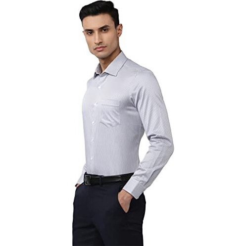 Van Heusen Men's Cotton Slim Fit Shirt (Vhsfbslbq11445_Grey, 42