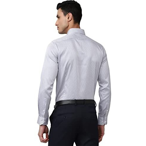 Van Heusen Men's Cotton Slim Fit Shirt (Vhsfbslbq11445_Grey, 42