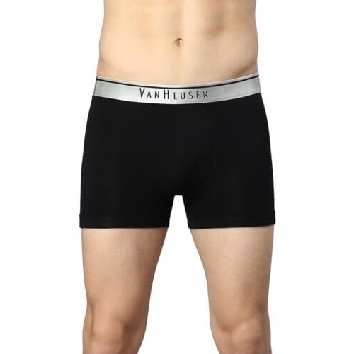 Van Heusen Men's Cotton Blend Classic Solid Trunks (Pack Of 1) (30041_Black_M)