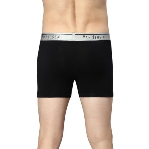 Van Heusen Men's Cotton Blend Classic Solid Trunks (Pack Of 1) (30041_Black_M)
