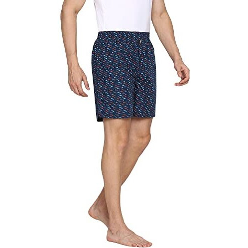 Van Heusen Men Boxer Shorts - 100% Combed Cotton - Pack Of 2 - Allover Print, Side Pocket, Side Slits Blue, Black