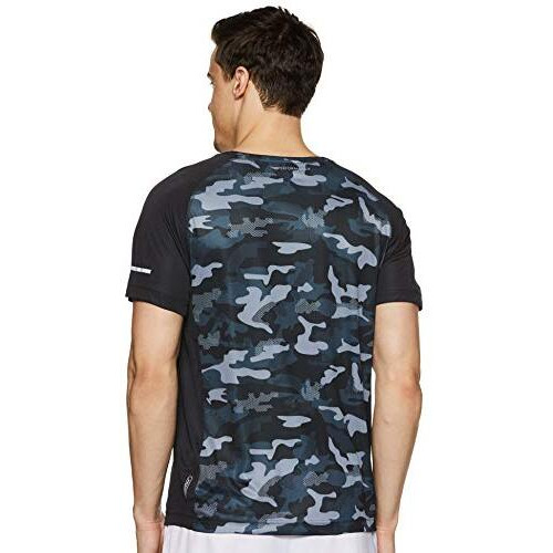 Van Heusen Athleisure Men's Printed Regular Fit Quick Dry Gym T-Shirt (61003_Black Print Xl)