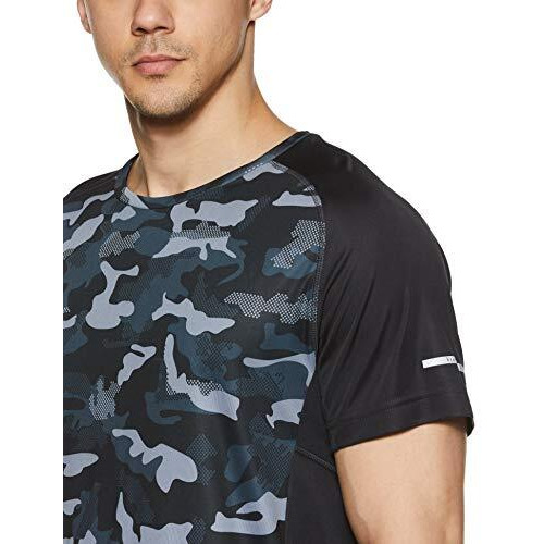 Van Heusen Athleisure Men's Printed Regular Fit Quick Dry Gym T-Shirt (61003_Black Print Xl)