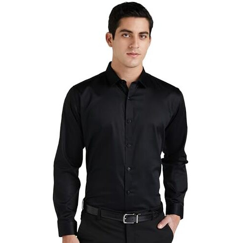 Van Heusen V Dot Men's Slim Fit Shirt (Vdsfeslfy40519_Black 39)
