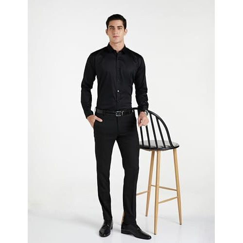 Van Heusen V Dot Men's Slim Fit Shirt (Vdsfeslfy40519_Black 39)