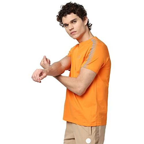 Van Heusen Flex Men's Regular T-Shirt (Vfkcaatft08530_Orange Xl)