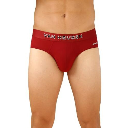 Van Heusen Men's Microfiber Classic Solid Briefs (Pack Of 1) (Ihibr1Asd40007_Red_L