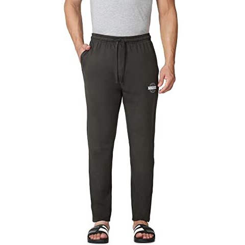 Van Heusen Men Regular Fit Trackpants - 100% Combed Cotton - Drawstring Waist, Functional Pockets_57041_Moss Green_L