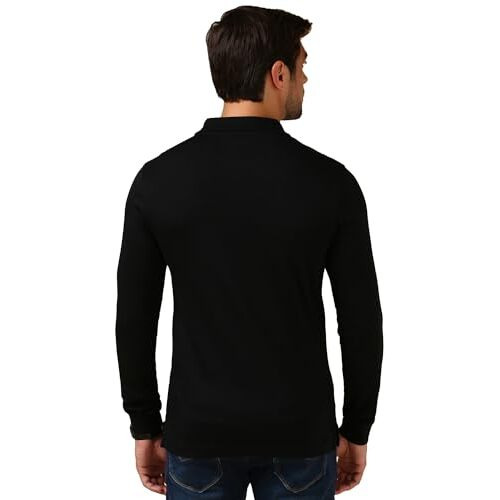 Van Heusen Men's Regular Fit T-Shirt (Ih7Tskpl1Bk60047_Black_L