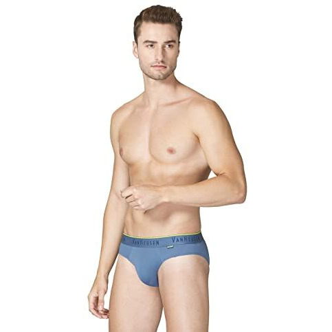Van Heusen Men's 85% Polyamide, 15% Spandex Classic Regular Briefs (Pack Of 1) (Ihbr1Abu40005_Blue Grey_L)
