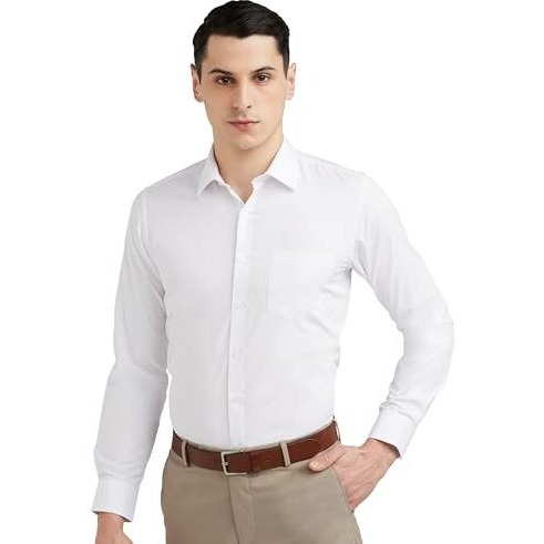 Van Heusen Cotton Men's Printed Slim Fit Formal Shirt (Vhsfbslb109718_White 40)
