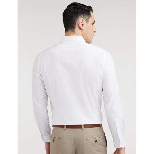 Van Heusen Cotton Men's Printed Slim Fit Formal Shirt (Vhsfbslb109718_White 40)