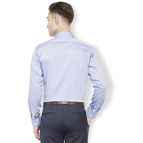 Van Heusen Cotton Men's Solid Slim Fit Formal Shirt (Vhsfbslbk17076_Sky-Purple 39)