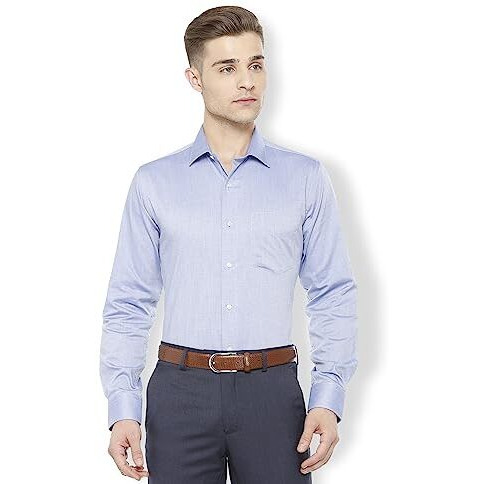 Van Heusen Cotton Men's Solid Slim Fit Formal Shirt (Vhsfbslbk17076_Sky-Purple 39)