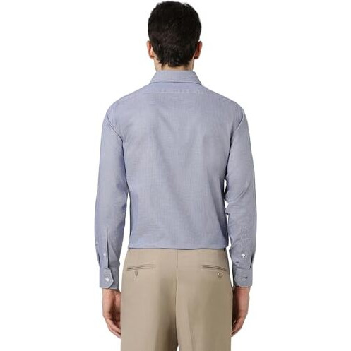 Van Heusen Cotton Men's Solid Slim Fit Formal Shirt (Vhsfbslbm09894_Blue And White 42)