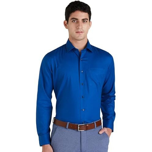 Van Heusen Cotton Men's Solid Slim Fit Formal Shirt (Vhsfbslpq75225_Cobalt Blue 40)