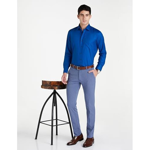 Van Heusen Cotton Men's Solid Slim Fit Formal Shirt (Vhsfbslpq75225_Cobalt Blue 40)