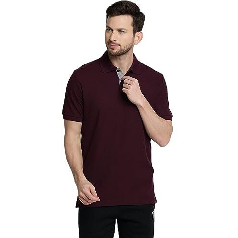 Van Heusen Athleisure Men Colour Fresh Polo Regular Fit T-Shirt-100% Combed Cotton-Moisture Wicking, Ultra Soft_60032_Deep Purple_L