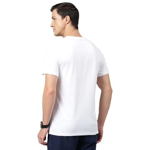 Van Heusen Men's Cotton Solid Regular Fit T-Shirt (Ihts1Lwhe60052_White,L