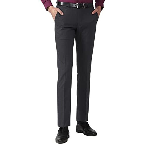 Van Heusen Men's Slim Mid Rise Pants (Vhtftslbj89539_Charcoal_34)