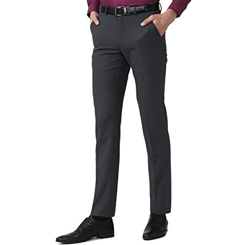 Van Heusen Men's Slim Mid Rise Pants (Vhtftslbj89539_Charcoal_34)