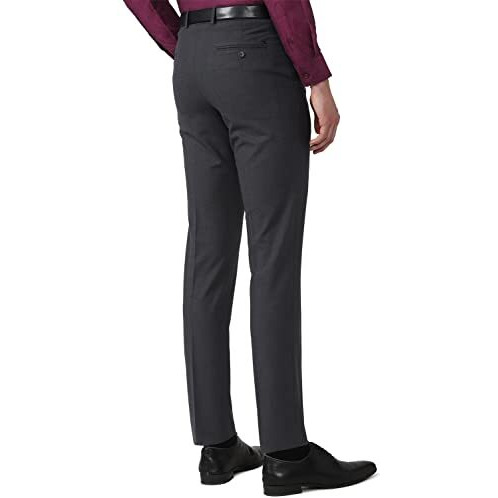 Van Heusen Men's Slim Mid Rise Pants (Vhtftslbj89539_Charcoal_34)