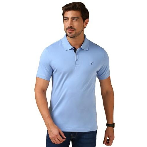 Van Heusen Men's Cotton Regular Fit T-Shirt (Ih7Tsl1Cb60033_Blue_Large