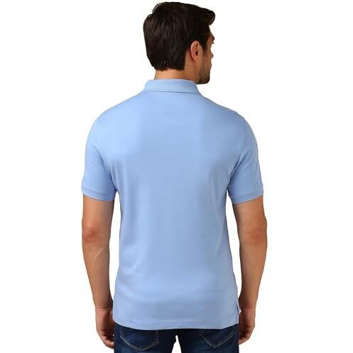 Van Heusen Men's Cotton Regular Fit T-Shirt (Ih7Tsl1Cb60033_Blue_Large