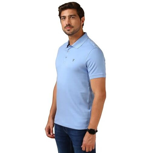 Van Heusen Men's Cotton Regular Fit T-Shirt (Ih7Tsl1Cb60033_Blue_Large