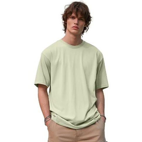 Nobero Men's Solid Regular Fit T-Shirt (1M-Twts-R0007-Ag_Aloe Green Xl)