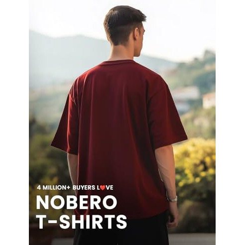 Nobero Men's Solid Oversized Fit T-Shirt (1M-Twts-R0039_Maroon