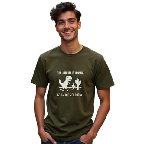 Nobero Men's Letter Print Regular Fit T-Shirt (1M-Twts-C0561-Wr_Olive Green