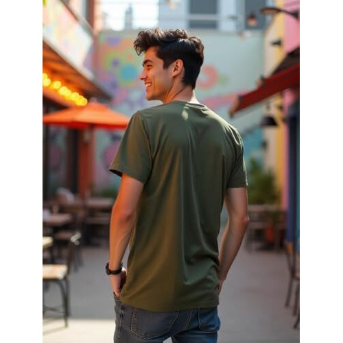 Nobero Men's Letter Print Regular Fit T-Shirt (1M-Twts-C0561-Wr_Olive Green