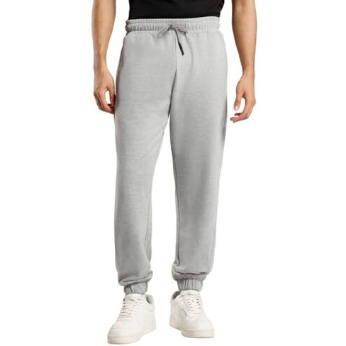 Nobero Men's Relaxed Fit Track Pants (1M-Bwjg-R0089_Grey Melange