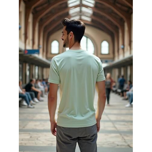 Nobero Men's Printed Regular Fit T-Shirt (1M-Twts-C0561-Wr_Aloe Green